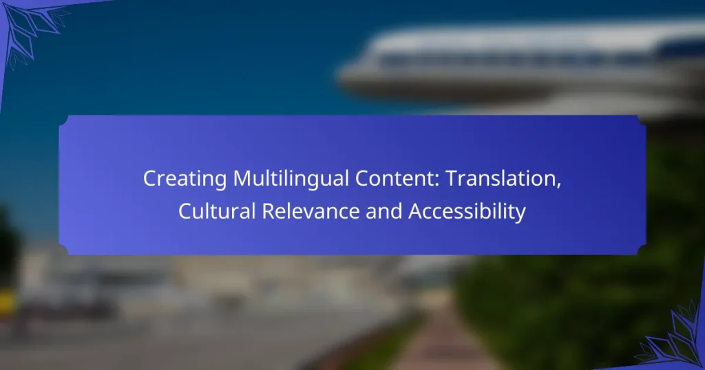 Creating Multilingual Content: Translation, Cultural Relevance and Accessibility