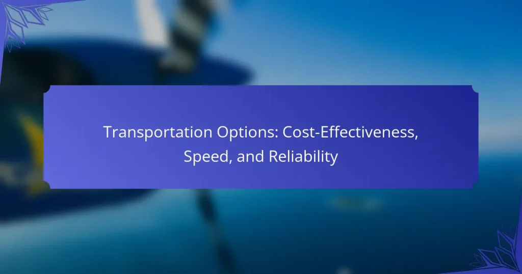 Transportation Options: Cost-Effectiveness, Speed, and Reliability