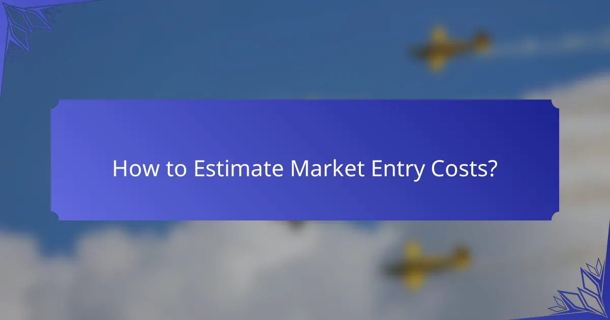 How to Estimate Market Entry Costs?