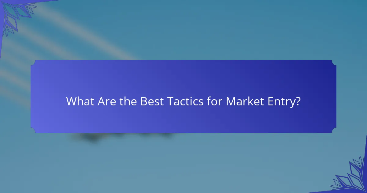 What Are the Best Tactics for Market Entry?