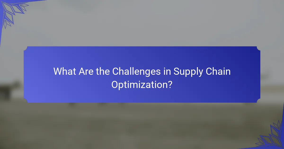 What Are the Challenges in Supply Chain Optimization?