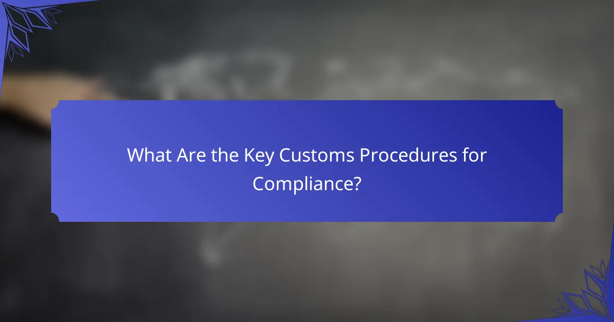 What Are the Key Customs Procedures for Compliance?