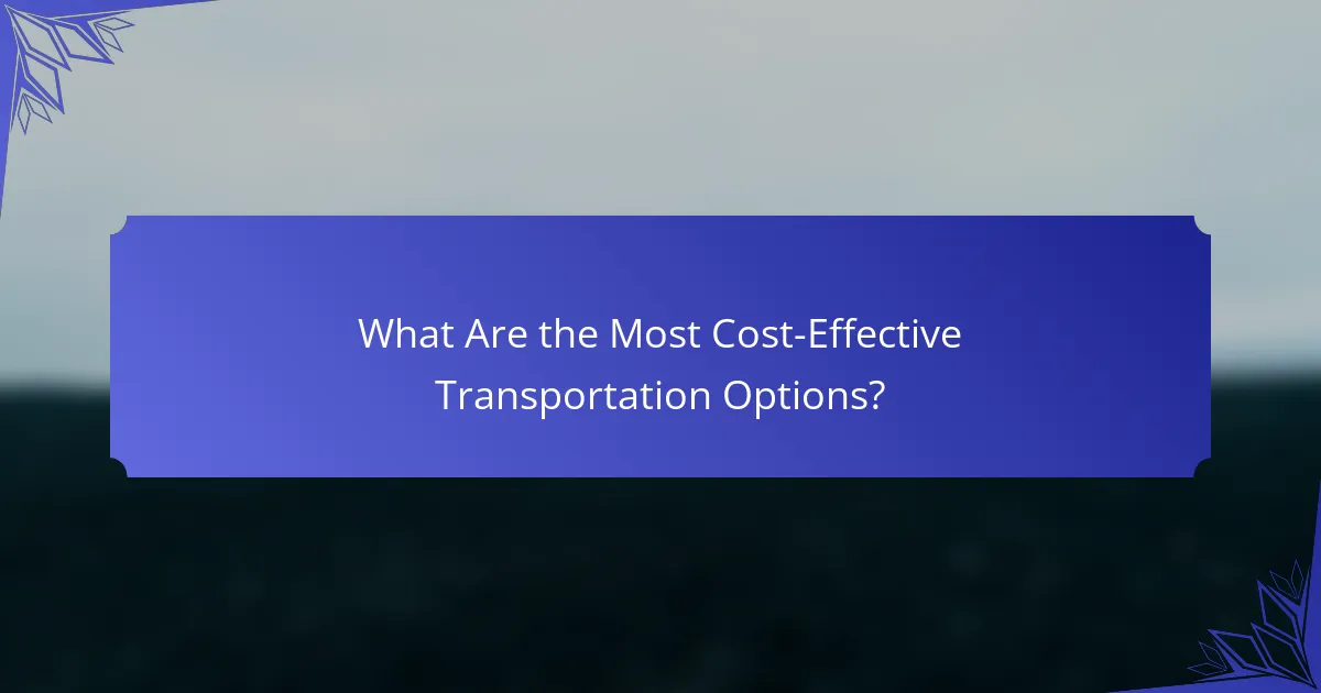 What Are the Most Cost-Effective Transportation Options?